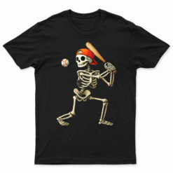 Skeleton Baseball Halloween Costume Funny Men Boys Kids Tee T Shirt