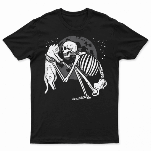 Skeleton Cat Skull Kitty Cute Goth Halloween Men Women Kids T Shirt