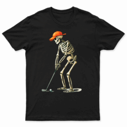 Skeleton Golf Halloween Golfer Golf Player Funny Men Dad T Shirt