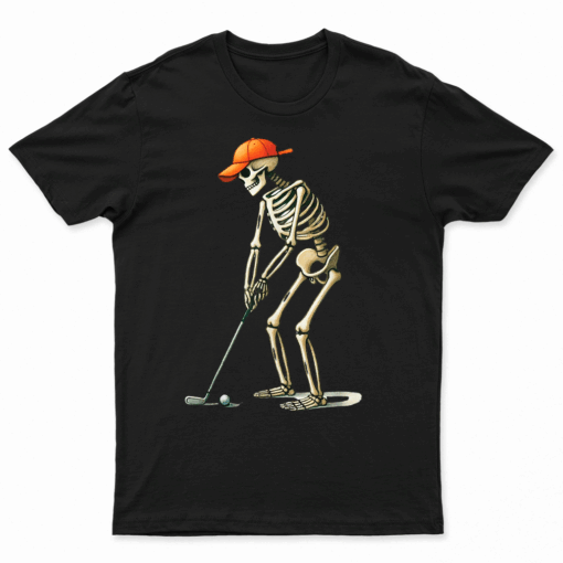 Skeleton Golf Halloween Golfer Golf Player Funny Men Dad T Shirt