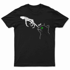 Skeleton Hand Boop On A Cat'S Nose Funny Halloween Graphic T Shirt