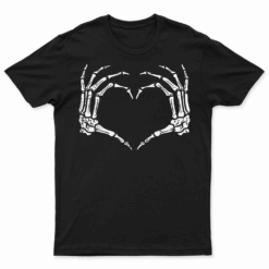 Skeleton Hands Heart Sign Retro Halloween Costume Women Girl T Shirt