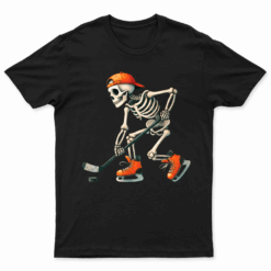 Skeleton Ice Hockey Halloween Costume Men Boys Kids Tee T Shirt