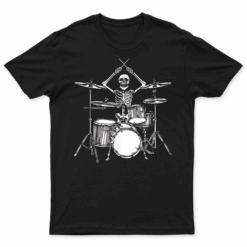 Skeleton Percussionist Drummer Halloween Rock  Roll Music T Shirt