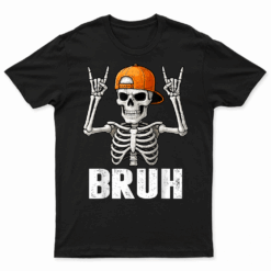Skeleton Rock On Bruh Halloween For Mens Boys Kids Toddlers T Shirt