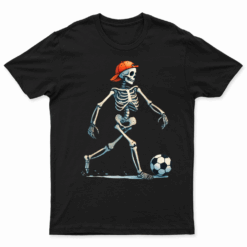 Skeleton Soccer Halloween Costume Funny Men Boys Kids Tee T Shirt