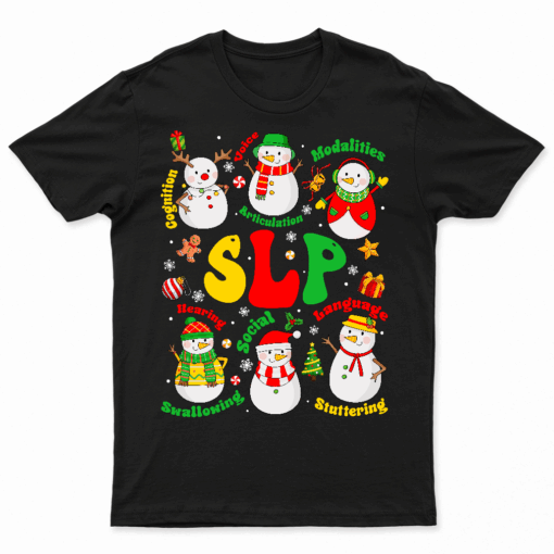 Speech Language Pathologist SLP Merry Christmas Cute Snowman T Shirt