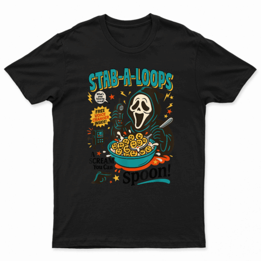 Stab A Loops Horror Cereal Box Halloween Killer Breakfast T Shirt