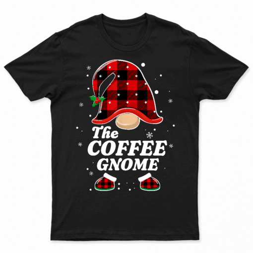 The Coffee Gnome Xmas Family Matching Plaid Christmas Gnomes T Shirt