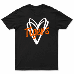 Tigers School Sports Fan Team Spirit Mascot Cute Heart Gift T Shirt