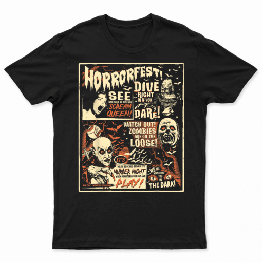 Vintage Horrorfest Poster Halloween Movie Old Time Horror T Shirt