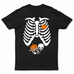Women Skeleton Shirts Pregnancy Announcement Mom Halloween T Shirt