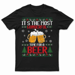 Xmas Wonderful Time For A Beer Ugly Christmas Sweaters T Shirt